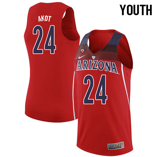 2018 Youth #24 Emmanuel Akot Arizona Wildcats College Basketball Jerseys Sale-Red